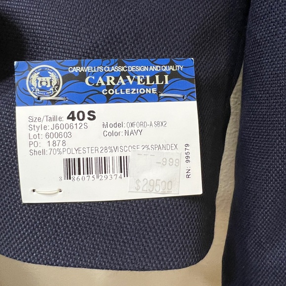 Brand New With Tags Caravelli Men’s Blazer. Size 40S - Picture 3 of 6
